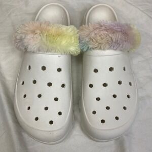 Skechers Foamies ArchFit Clogs Womens White Sz 10 Fuzzy Lined Comfort Slides EUC